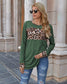 Anna-Kaci Color Block Leopard Print Long Sleeve Loose Fit Shirt for Women