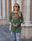 Anna-Kaci Color Block Leopard Print Long Sleeve Loose Fit Shirt for Women
