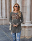 Anna-Kaci Color Block Leopard Print Long Sleeve Loose Fit Shirt for Women