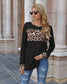 Anna-Kaci Color Block Leopard Print Long Sleeve Loose Fit Shirt for Women