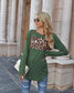 Anna-Kaci Color Block Leopard Print Long Sleeve Loose Fit Shirt for Women
