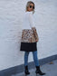 Anna-Kaci Color Block Long Sleeve Leopard Print Long Knit Cardigan for Women