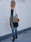 Anna-Kaci Color Block Long Sleeve Leopard Print Long Knit Cardigan for Women