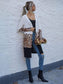 Anna-Kaci Color Block Long Sleeve Leopard Print Long Knit Cardigan for Women