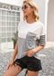 Anna-Kaci Colorblock Striped Short Sleeve Top With a Shirt Pocket for Women Small 0-4 / Gray
