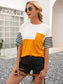 Anna-Kaci Colorblock Striped Short Sleeve Top With a Shirt Pocket for Women Small 0-4 / Sunrise Yellow