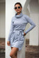 Anna-Kaci Cowl Neck Long Sleeve Bodycon Mini Dress with Pockets for Women Large 8-10 / Gray