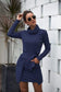 Anna-Kaci Cowl Neck Long Sleeve Bodycon Mini Dress with Pockets for Women Large 8-10 / Navy