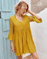 Anna-Kaci Cross Knit Long Bell Sleeve Tunic Dress Empire Waist V Neck for Women