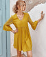 Anna-Kaci Cross Knit Long Bell Sleeve Tunic Dress Empire Waist V Neck for Women