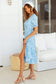 Anna-Kaci Daisy Floral Print Ruffle Cross V Neck Short Sleeve Maxi Dress for Women