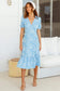 Anna-Kaci Daisy Floral Print Ruffle Cross V Neck Short Sleeve Maxi Dress for Women