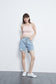 Anna-Kaci Distressed 4 Button Premium Denim Shorts | Anna-Kaci