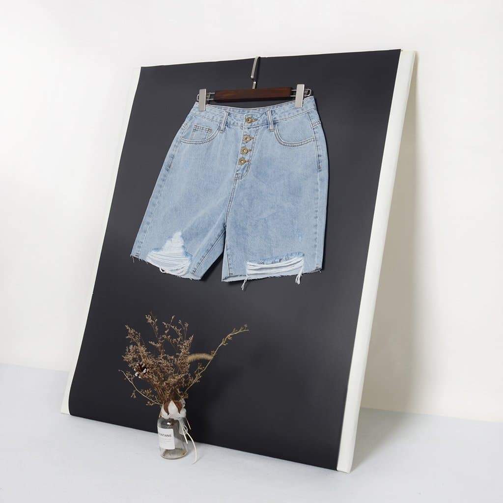 Anna-Kaci Distressed 4 Button Premium Denim Shorts | Anna-Kaci  Small