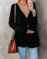 Anna-Kaci Drop Shoulder Button Down Long Sleeve Peplum Blouse for Women