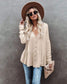 Anna-Kaci Drop Shoulder Button Down Long Sleeve Peplum Blouse for Women Large 8-10 / Ivory