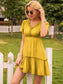 Anna-Kaci Flared Flounce Swing Dress with Ruffle Neckline Skater Short Dress Small 0-4 / Daisy Yellow