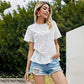 Anna-Kaci Floral Eyelet Embroidery Short Sleeve Ruffle Peplum Blouse for Women