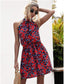 Anna-Kaci Floral Halter Dress Tie Back Cinched Waist Flare Flounce for Women