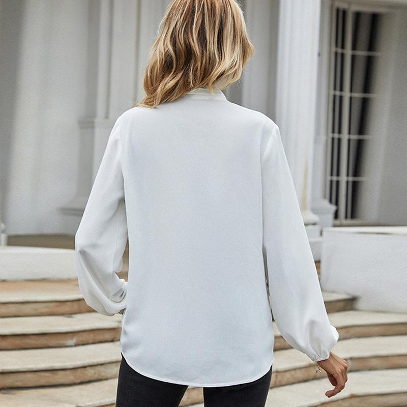 Anna-Kaci Floral Mesh Layered Yoke Cowgirl Tied Neck Collar Long Sleeve Top for Women