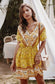 Anna-Kaci Floral Paisley Printed V-Neck Gathered Tunic Dress Short Sleeve for Women