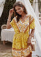 Anna-Kaci Floral Paisley Printed V-Neck Gathered Tunic Dress Short Sleeve for Women