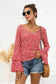 Anna-Kaci Floral Patterned V Neck Bell Long Sleeve Top for Women