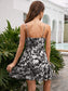 Anna-Kaci Floral Print Cami Ruffle Tiered Short Swing Dress Sweetheart for Women