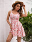 Anna-Kaci Floral Print Cami Ruffle Tiered Short Swing Dress Sweetheart for Women