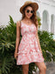 Anna-Kaci Floral Print Cami Ruffle Tiered Short Swing Dress Sweetheart for Women