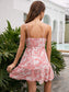 Anna-Kaci Floral Print Cami Ruffle Tiered Short Swing Dress Sweetheart for Women