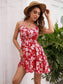 Anna-Kaci Floral Print Cami Ruffle Tiered Short Swing Dress Sweetheart for Women