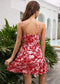 Anna-Kaci Floral Print Cami Ruffle Tiered Short Swing Dress Sweetheart for Women