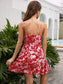 Anna-Kaci Floral Print Cami Ruffle Tiered Short Swing Dress Sweetheart for Women