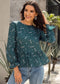 Anna-Kaci Floral Print Round Neck Long Sleeve Blouse For Women