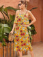 Anna-Kaci Floral Print Tie Bust Midi Cami Dress for Women