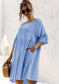 Anna-Kaci Front Pockets Babydoll Dress Half Sleeve Round Neck Solid Tunic Dress