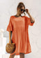 Anna-Kaci Front Pockets Babydoll Dress Half Sleeve Round Neck Solid Tunic Dress