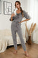 Anna-Kaci Henley Lounge Button Up Lightweight Jumpsuit for Women Large 8-10 / Gray