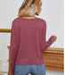 Anna-Kaci Keyhole Neck Long Sleeve Twist Front Hem Loose Top for Women Large 8-10 / Red