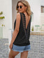 Anna-Kaci Lace Deep V-Shaped Open Back Tank Top Blouse for Women Small 0-4 / Black