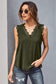 Anna-Kaci Lace Detail V Neck Sleeveless Relaxed Fit Light Top for Women