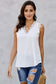 Anna-Kaci Lace Detail V Neck Sleeveless Relaxed Fit Light Top for Women