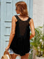 Anna-Kaci Lace Floral Crochet Back Summer Tank Top For Women Large 8-10 / Black