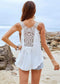 Anna-Kaci Lace Floral Crochet Back Summer Tank Top For Women Large 8-10 / White