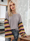 Anna-Kaci Large Puffed Striped Sleeves Lightweight Knitted Lounge Tunic Top Large 8-10 / Gray