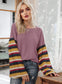 Anna-Kaci Large Puffed Striped Sleeves Lightweight Knitted Lounge Tunic Top Large 8-10 / Mauve