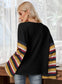 Anna-Kaci Large Puffed Striped Sleeves Lightweight Knitted Lounge Tunic Top