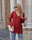 Anna-Kaci Layering Button Up Textured Tunic Long Sleeve Top for Women