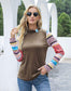 Anna-Kaci Leopard Boho Beach Print Long Sleeve Top Semi Cowl Neck Pullover for Women